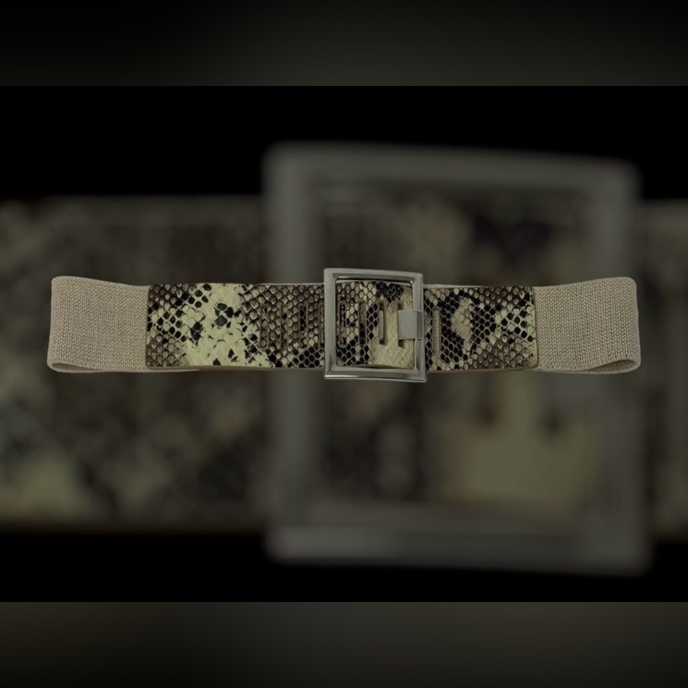🛍️SALE🛍️ Snakeskin Print Wide Women’s Belt Stretchy with Square Buckle - Picture 4 of 11